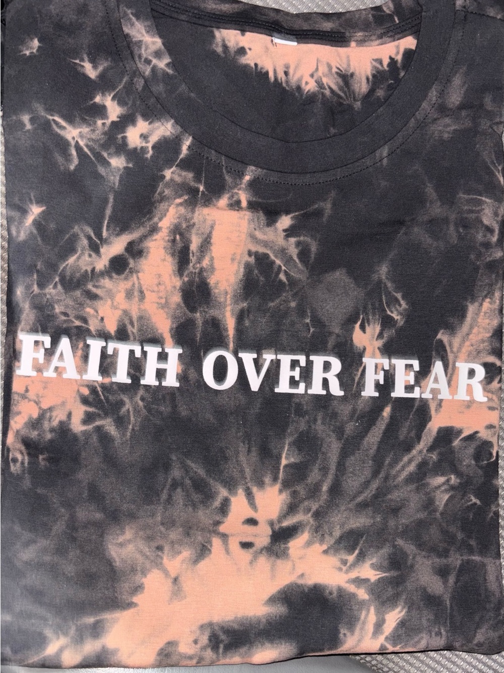 Faith Over Fear Tie-Dye Graphic Tee - Black & Peach